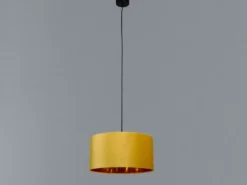 Pendelleuchte Vintage mit Lampenschirm Samt Gelb / Gold, Ø 40cm