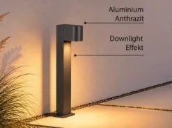 Pollerleuchte Downlight aus Aluminium Anthrazit inklusive GU10 LED, Höhe 50cm