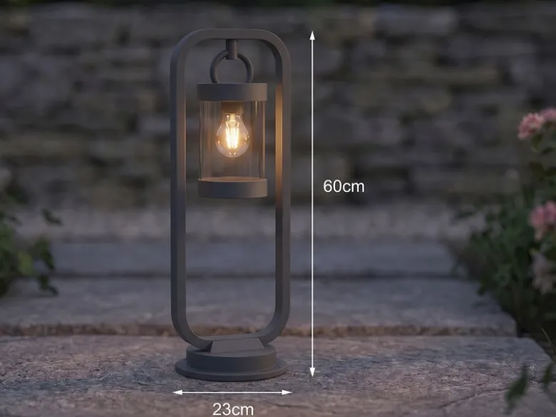 Pollerleuchte SAMBESI Laterne im Landhausstil Anthrazit, Höhe 60cm