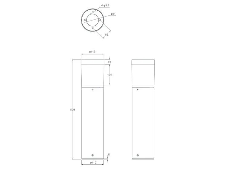 Pollerleuchte TAGUS Aluminium Anthrazit zur Reihenschaltung geeignet, Höhe 50cm