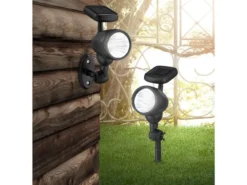 Praktische, schwenkbare LED Solarleuchte mit Erdspieß oder zur Wandmontage