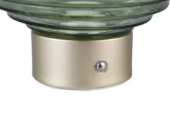 Retro Akku Tischleuchte EARL mit Glas Lampenschirm Grün, Höhe 14cm