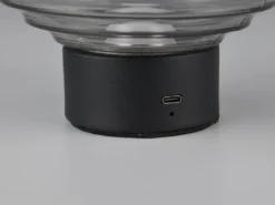 Retro Akku Tischleuchte EARL mit Rauchglas Lampenschirm, Höhe 14cm