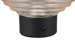 Retro Akku Tischleuchte EARL mit Glasschirm Bernsteinfarbig, Höhe 14cm
