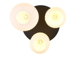 Retro Deckenleuchte DIVA 3-flammig mit Glasschirmen in Weiß, Ø 39cm