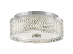 Retro Deckenleuchte ELLE Chrom mit Chevron Glas Lampenschirm Ø 30,5cm