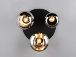 Retro Deckenleuchte LUMINA mit 3 Glasschirmen in Chrom Ø 48,5cm