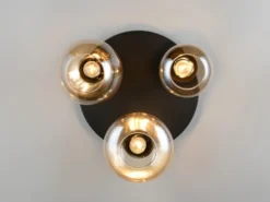 Retro Deckenleuchte LUMINA mit 3 Glasschirmen Amberfarbig Ø 48,5cm