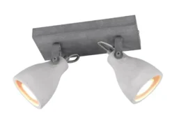Retro Deckenstrahler CONCRETE 2-flammig mit Beton-Lampenschirmen, Breite 23cm