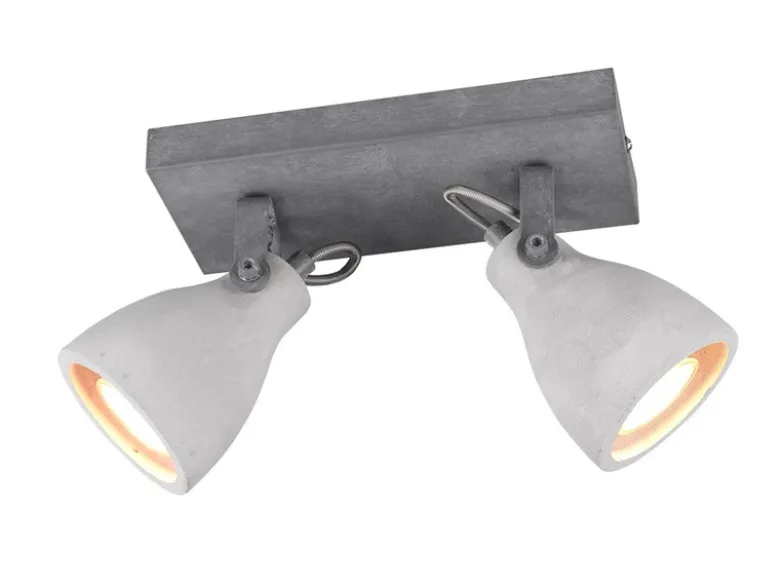 Retro Deckenstrahler CONCRETE 2-flammig mit Beton-Lampenschirmen, Breite 23cm