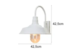 Retro LED Außenwandleuchte Höhe 42,5cm aus Stahl Weiß und Klarglas