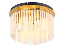 Retro LED Deckenleuchte mit transparenten Echtglas Stäben, Ø 32cm
