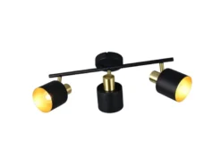 Retro LED Deckenstrahler 3-flammig aus Metall Schwarz Gold, Breite 53,5cm