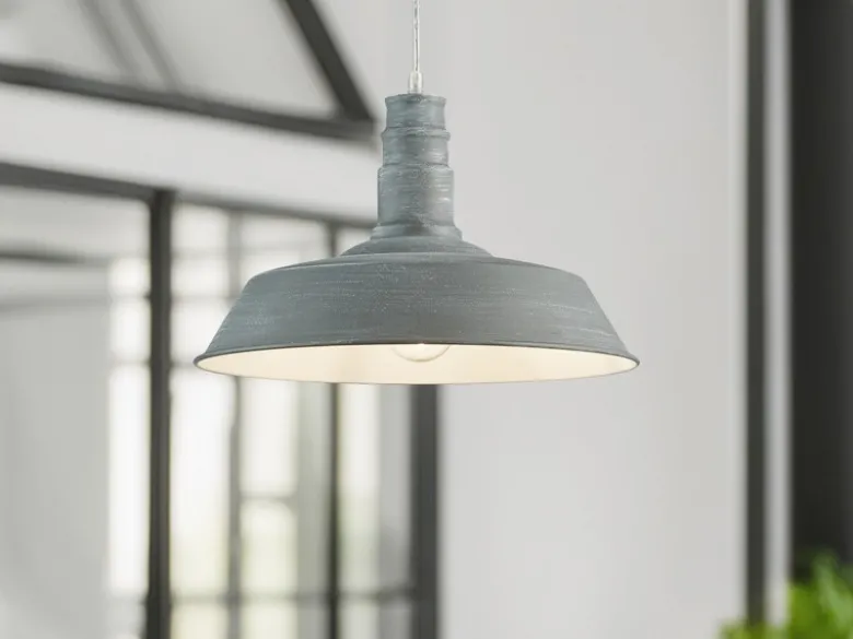Retro LED Pendelleuchte Lampenschirm Metall Betonoptik, Ø 36cm