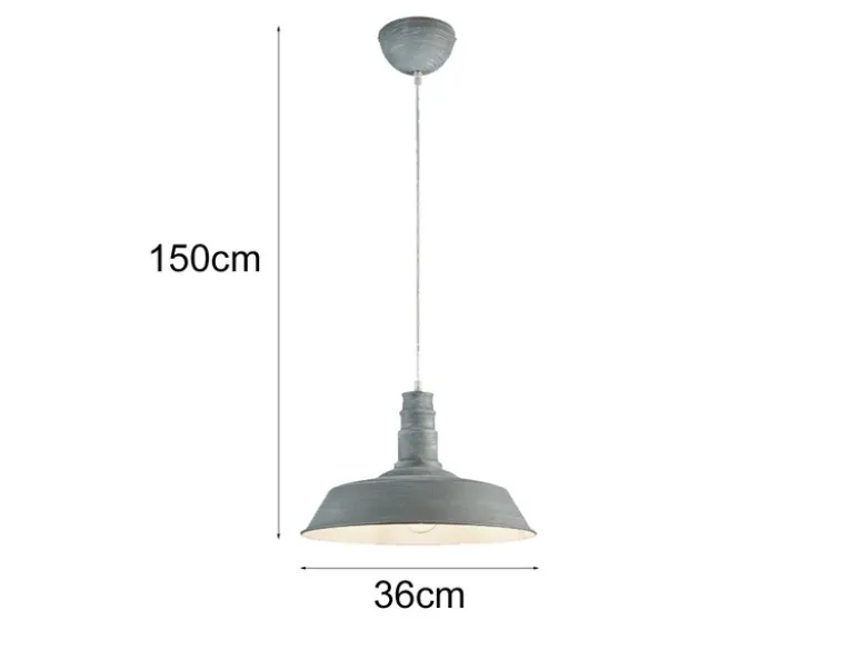 Retro LED Pendelleuchte Lampenschirm Metall Betonoptik, Ø 36cm