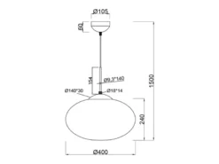 Retro LED Pendelleuchte Messing mit Glaskugel Lampenschirm, Ø 40cm