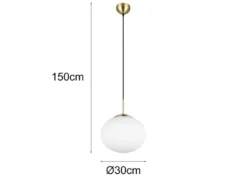 Retro LED Pendelleuchte Messing mit Glaskugel Lampenschirm, Ø 30cm