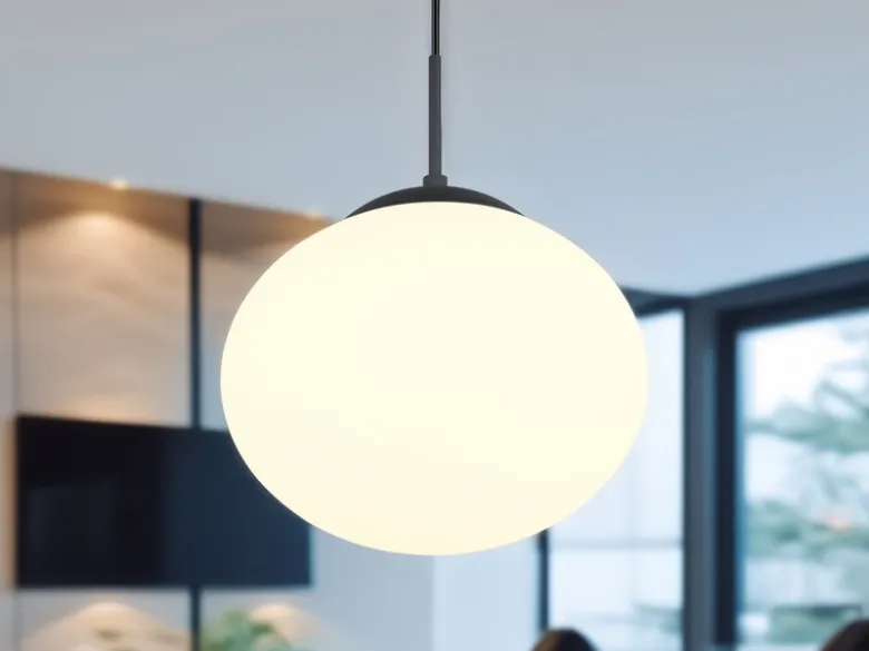 Retro LED Pendelleuchte Schwarz mit Glaskugel Lampenschirm, Ø 30cm