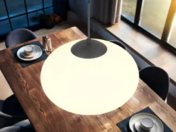 Retro LED Pendelleuchte Schwarz mit Glaskugel Lampenschirm, Ø 40cm