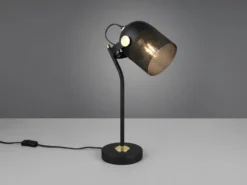 Retro LED Schreibtischlampe schwenkbar aus Metall Schwarz Gold, Höhe 45cm