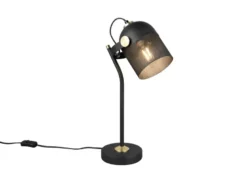 Retro LED Schreibtischlampe schwenkbar aus Metall Schwarz Gold, Höhe 45cm