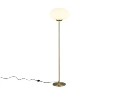 Retro LED Stehleuchte Messing mit Glaskugel Lampenschirm, Höhe 150cm