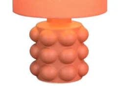 Retro LED Tischlampe mit Keramikfuß & Stoffschirm Orange, Höhe 30cm