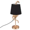 Retro LED Tischleuchte Flamingo Gold mit Stoffschirm in Schwarz, Höhe 42cm