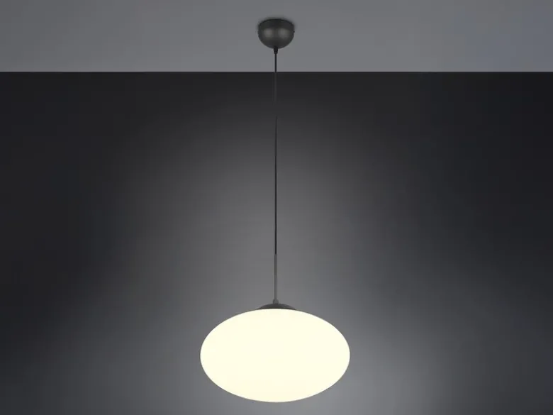Retro Pendelleuchte FOMENTO Schwarz mit Glaskugel Lampenschirm, Ø 40cm