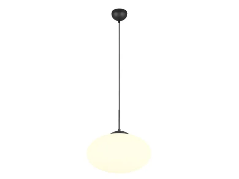 Retro Pendelleuchte FOMENTO Schwarz mit Glaskugel Lampenschirm, Ø 40cm