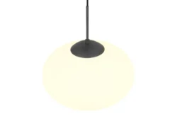 Retro Pendelleuchte FOMENTO Schwarz mit Glaskugel Lampenschirm, Ø 40cm