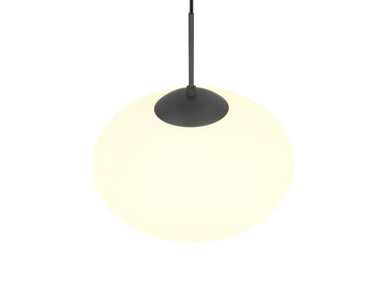 Retro Pendelleuchte FOMENTO Schwarz mit Glaskugel Lampenschirm, Ø 40cm