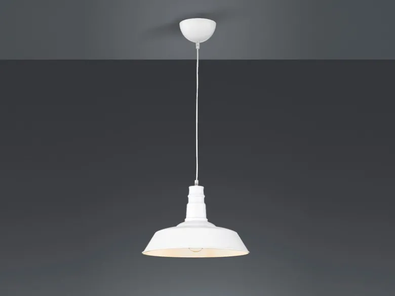 Retro Pendelleuchte WILL Lampenschirm Metall Weiß Ø 36cm