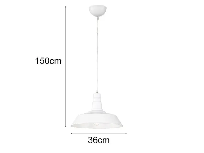 Retro Pendelleuchte WILL Lampenschirm Metall Weiß Ø 36cm