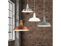Retro Pendelleuchte WILL Lampenschirm Metall Silber, Ø 36cm