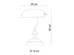 Retro Schreibtischlampe ANTIQUE Messing mit Acrylschirm Grün, Höhe 36cm