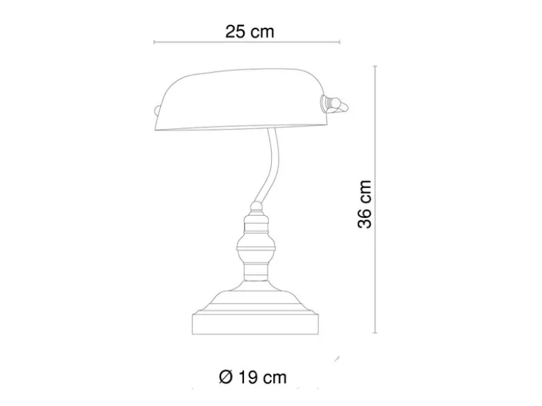 Retro Schreibtischlampe ANTIQUE Messing mit Acrylschirm Grün, Höhe 36cm