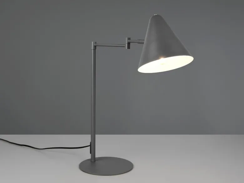 Retro Schreibtischlampe COSIMA mit Schwenkarm aus Metall Anthrazit, Höhe 50,5cm