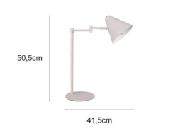 Retro Schreibtischlampe COSIMA mit Schwenkarm aus Metall Hellgrau, Höhe 50,5cm