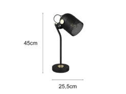 Retro Schreibtischlampe MIXA schwenkbar aus Metall Schwarz Gold, Höhe 45cm