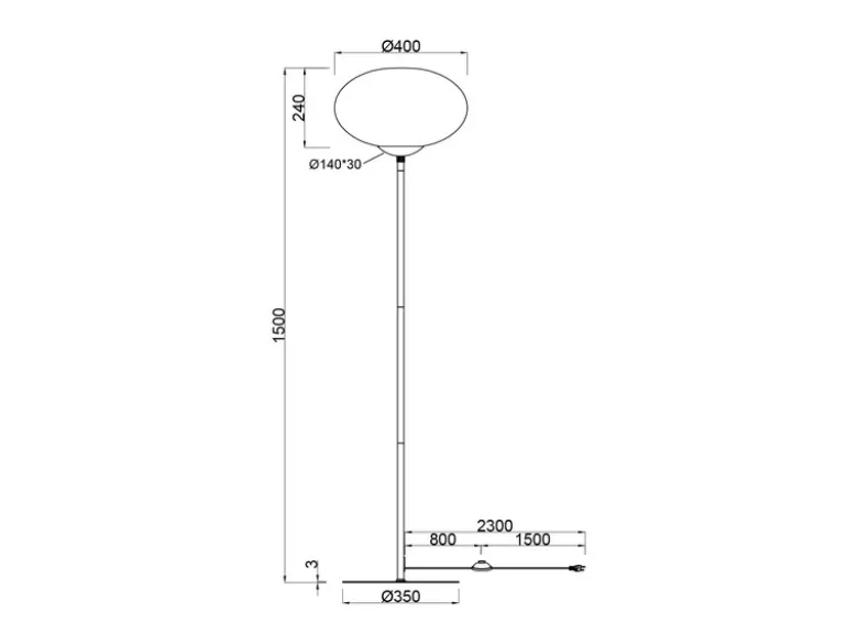 Retro Stehleuchte FOMENTO Messing mit Glaskugel, Höhe 150cm