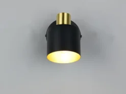 Retro Wandstrahler EVA mit Schalter aus Metall Schwarz Gold, Höhe 17cm