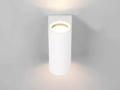 Runde Außenwandleuchte ROYA Up and Down aus Aluminium Weiß, Höhe 15cm