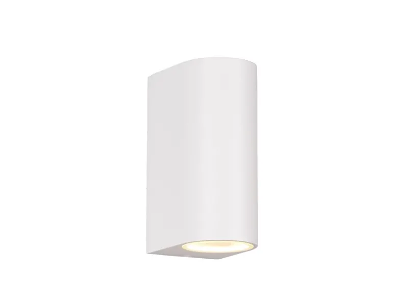 Runde Außenwandleuchte Up and Down Weiß mit GU10 LED, Höhe 15cm