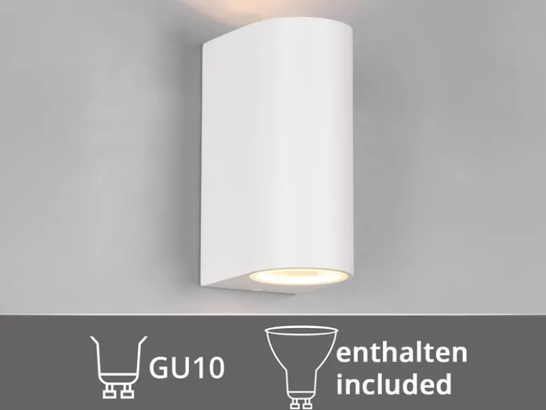 Runde Außenwandleuchte Up and Down Weiß mit GU10 LED, Höhe 15cm