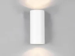 Runde Außenwandleuchte Up and Down Weiß mit GU10 LED, Höhe 15cm