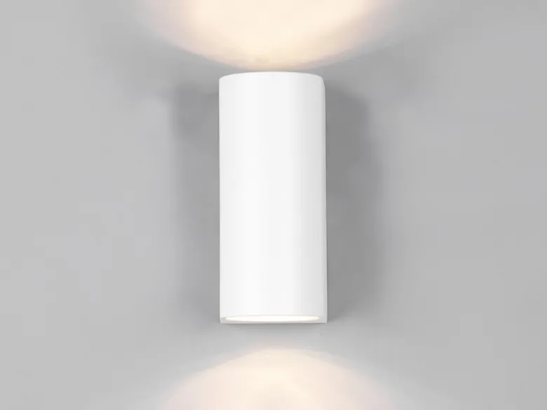 Runde Außenwandleuchte Up and Down Weiß mit GU10 LED, Höhe 15cm