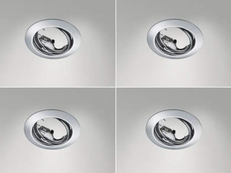 Runde Einbaustrahler Decke im 4er Set schwenkbar Silber Chrom GU10