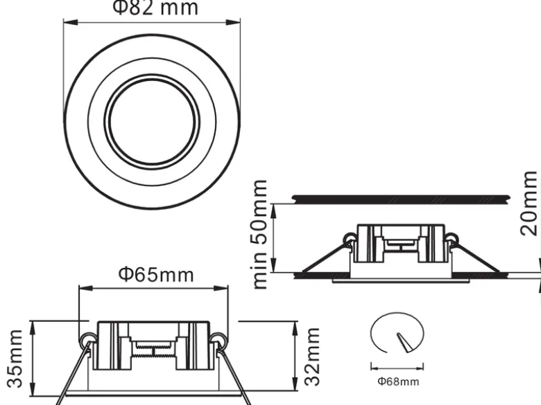 Runde LED Deckeneinbaustrahler 2er Set in Silber Chromfarben Ø 8,2cm