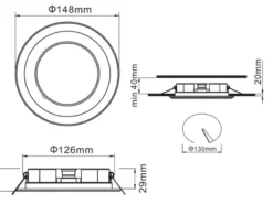 Runde LED Deckeneinbaustrahler 2er Set in Silber Chromfarben Ø 14,8cm